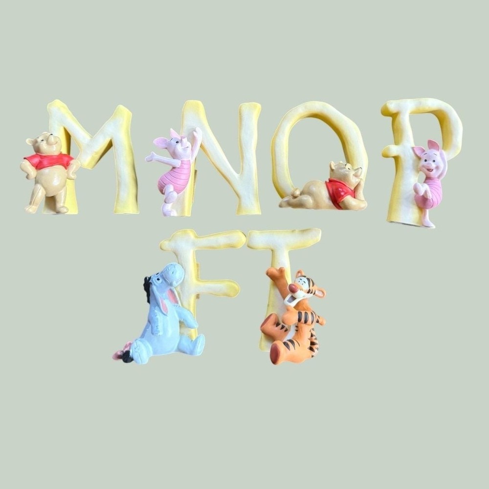 Winnie the Pooh Alphabet‎ Letter Figurines Set F M N O P T with Original Boxes
